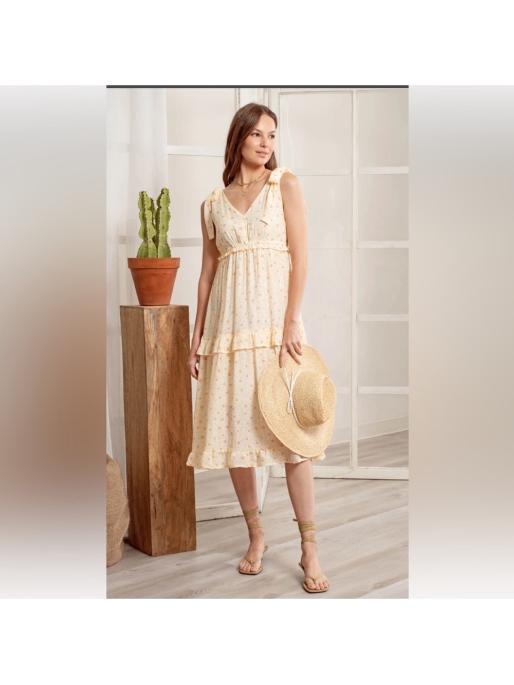 By The River Anthropology Floral Tiered Midi Dress - Picture 6 of 7